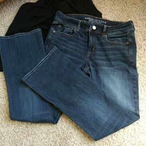 EUC, Distressed-wash AE Kickboot Stretch Jeans